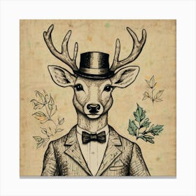 Deer In Top Hat Canvas Print