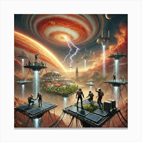 A Dramatic Sci Fi Depiction Of Settlers On Jupiter Canvas Print