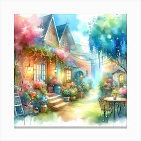 Watercolor Of A Garden Canvas Print