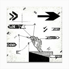 Abstract Illustration Of A Hand Selecting An Arrow From A Collection Turning And Guiding It Towards (5) Canvas Print