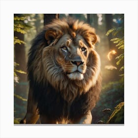 Lion In The Forest Canvas Print