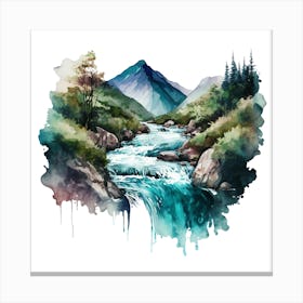 Watercolor Of A River 5 Canvas Print