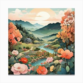 The Garden Of Morning Calm South Korea Modern Illustration Canvas Print