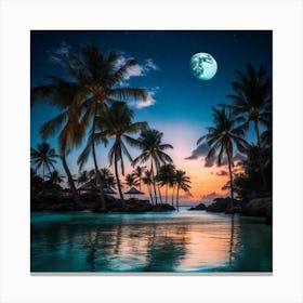 Full Moon Over The Ocean 5 Canvas Print