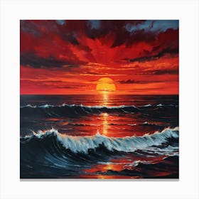 Sunset Over The Ocean 2 Canvas Print