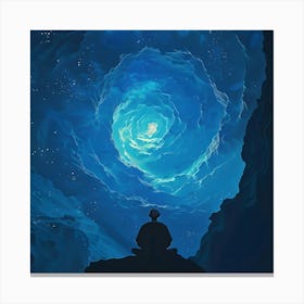 Meditating Man In Space Canvas Print