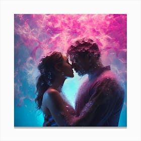 Man And Woman Kissing Canvas Print