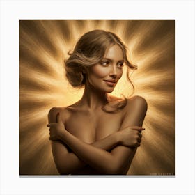 Nude Woman With Golden Light Canvas Print