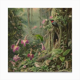 Bird In The Jungle Art Canvas Print