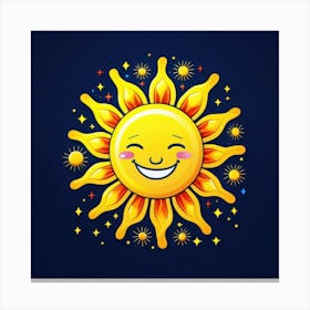 Lovely smiling sun on a blue gradient background 77 Canvas Print