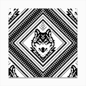 Wild Black Wolf - Slavic Ethno Transforming Geometric Pattern - WildLife Canvas Print