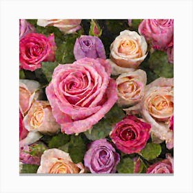 A Rose Bouquet Containing Roses Of Attractive Colors (1) Canvas Print