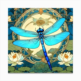 Dragonfly And Lotus Canvas Print