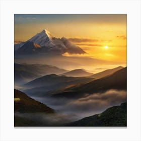 Sunrise Over Mountains Canvas Print