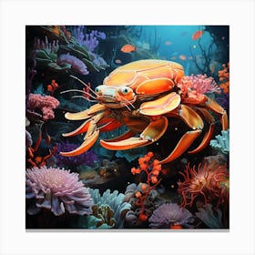 Crab On Coral Reef Canvas Print