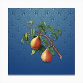 Vintage Wild European Pear Botanical on Bahama Blue Pattern n.0608 Canvas Print