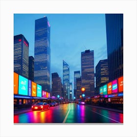 Lights of the Future A Modern Urban Night Canvas Print