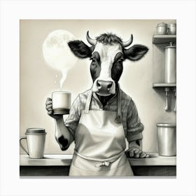 Cow In The Kitchen 2 Canvas Print