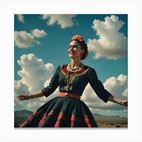 Frida Kahlo Dancing In The Sky Canvas Print