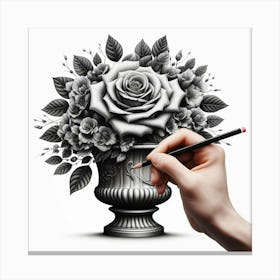 Black And White Roses Canvas Print