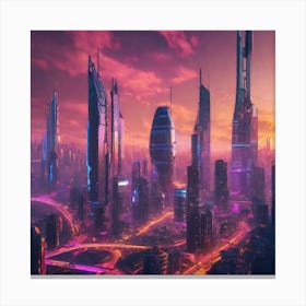 Futuristic Cityscape 203 Canvas Print