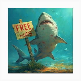 Shark Offers Free Hugs Canvas Print