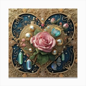 Ornate Vintage Hearts Muted Colors Lace Victorian 11 Canvas Print