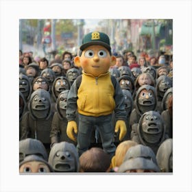 Cartoon Character In A Crowd Canvas Print