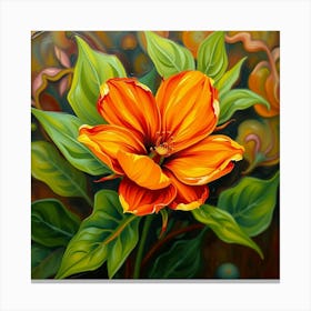 Orange Flower Oil Painting Canvas Print