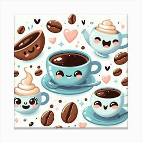 Kawaii Coffee 4 Canvas Print