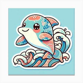 Cute Dolphin Sticker 3 Canvas Print