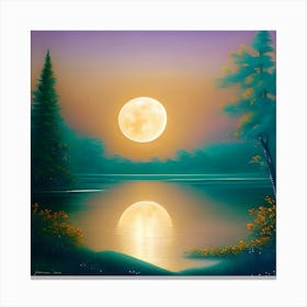 Full Moon Over Lake 1 Canvas Print