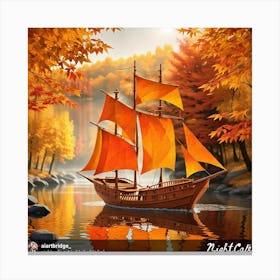 Sailboat In Autumn Canvas Print