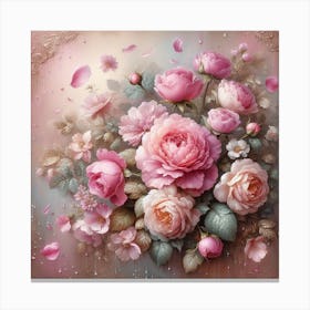 Pink Roses an peonies Canvas Print