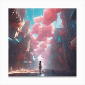 Girl In A City Canvas Print