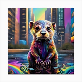 Rainbow Otter 2 Canvas Print