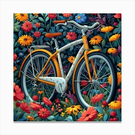 Bicycle In The Garden 1 Canvas Print