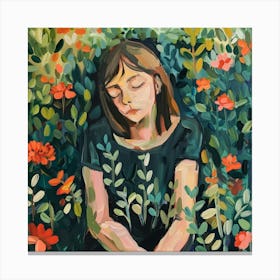 Girl In The Garden 2 Canvas Print