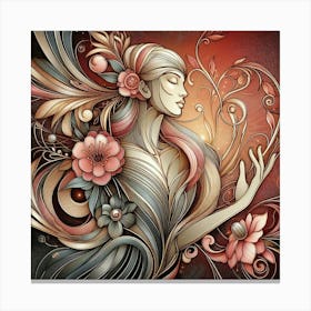 Woman With Flowers 1 Canvas Print