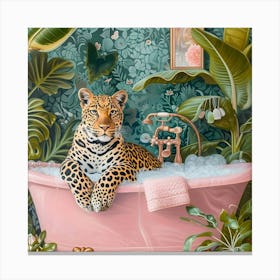 Leopard In The Bath Canvas Print