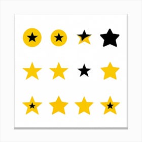 Collection Of Bright 5 Star Feedback Symbols Modern White And Gold Isolated Shiny Elements Black (2) Canvas Print