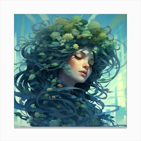 Girl With Green Hair 1 Canvas Print