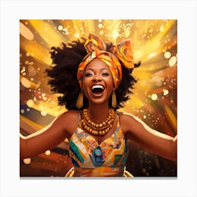African Woman Celebrating Canvas Print