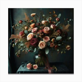 Roses In A Vase 2 Canvas Print