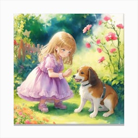 Beautiful Little Girl Playing With Her Do 1 (1) Canvas Print