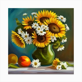 Sunflowers In A Vase Canvas Print