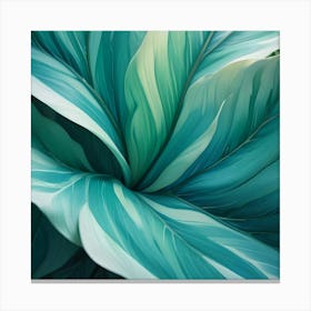 Abstract Green And White Leaf Pattern Canvas Print