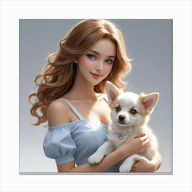 Barbie Girl With Dog Canvas Print