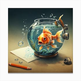 Goldfish In A Bowl 8 Canvas Print