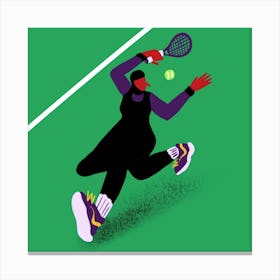 Tennis Girl Playing Square Canvas Print